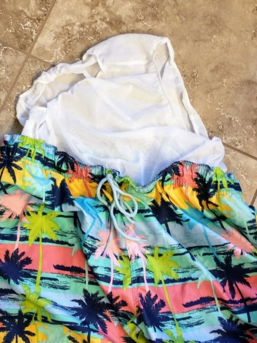 Men's George Colorful Palm Tree Swimming Trunks Size 3XL